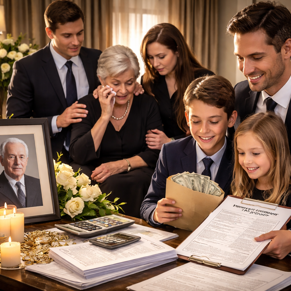 Honoring a legacy with precise tax reporting show a family in mourning and the young decendents inheriting the wealth-1